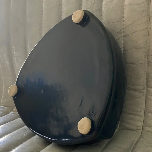 Handcrafted Blue Rounded Triangular Stoneware Bowl - Picture 11 of 17